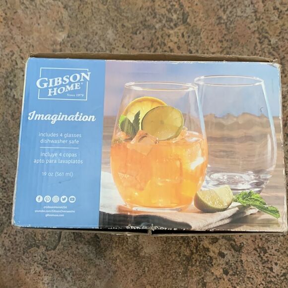 Gibson Home Imagination Stemless Glass Set 4 Pieces 10 Ounces Each Dishwasher - Picture 2 of 6